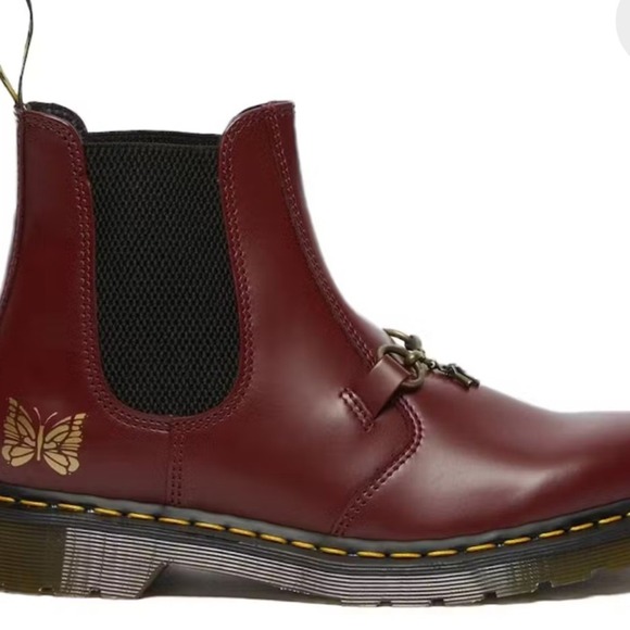 Dr. Martens NWB Size 12US Men's‎ Snaffle Needles Burgundy Leather Chelsea Boots - Picture 2 of 13